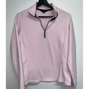 Lands End Womens 1/4 Zip Fleece Pullover Sweatshirt Size S 6 8 Pale Pink